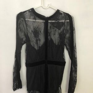 Sheer lace black dress with body suit under